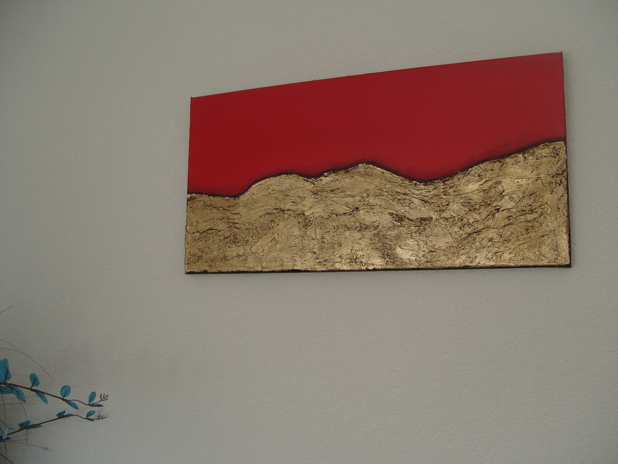 Mountains of gold – gold leaf textured abstract painting